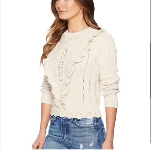 Rebecca Taylor Ruffled Cable Pullover Sweater Size Large - Picture 2 of 3